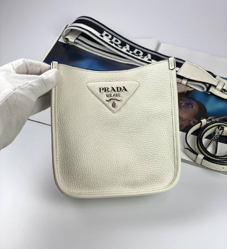 Prada Shoulder Bag Leather White Mini