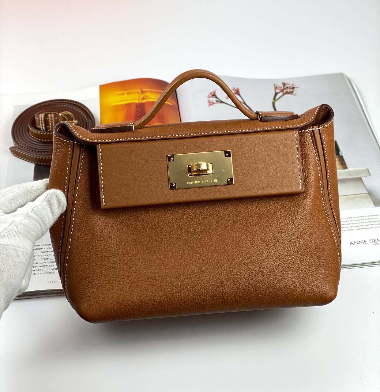Hermes Luxury Bag Evercolor With Swift Hardware Brown Gold Travel Bag