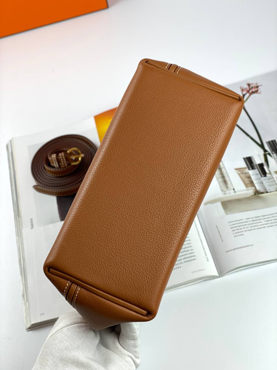 Hermes Luxury Bag Evercolor With Swift Hardware Brown Gold Travel Bag