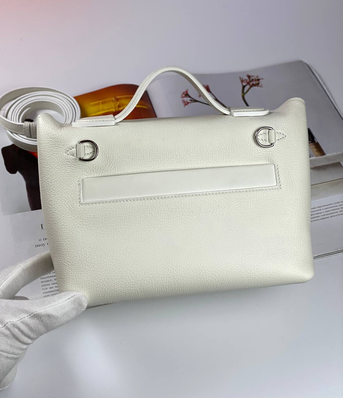 Hermes Luxury Bag Evercolor With Swift Palladium Platedhardware White Travel Bag