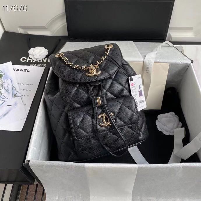 Chanel Duma Backpack Toned Hardware For Women Bags Black Gold Shoulder Bag