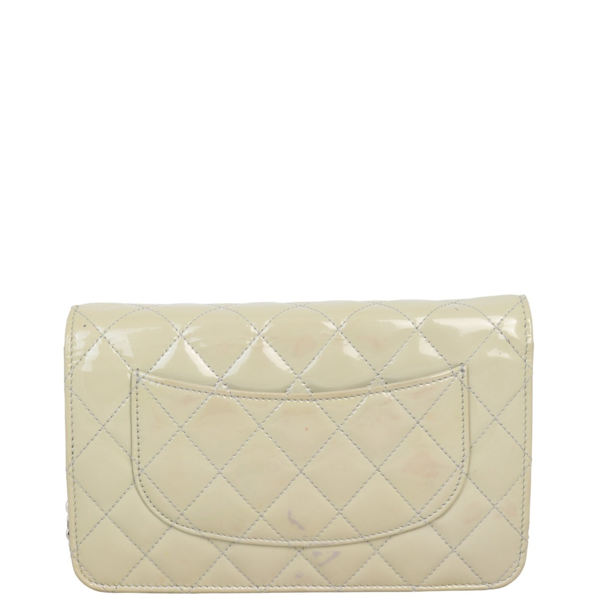 Chanel Classic Wallet on Patent Grey Handbag Green Chain