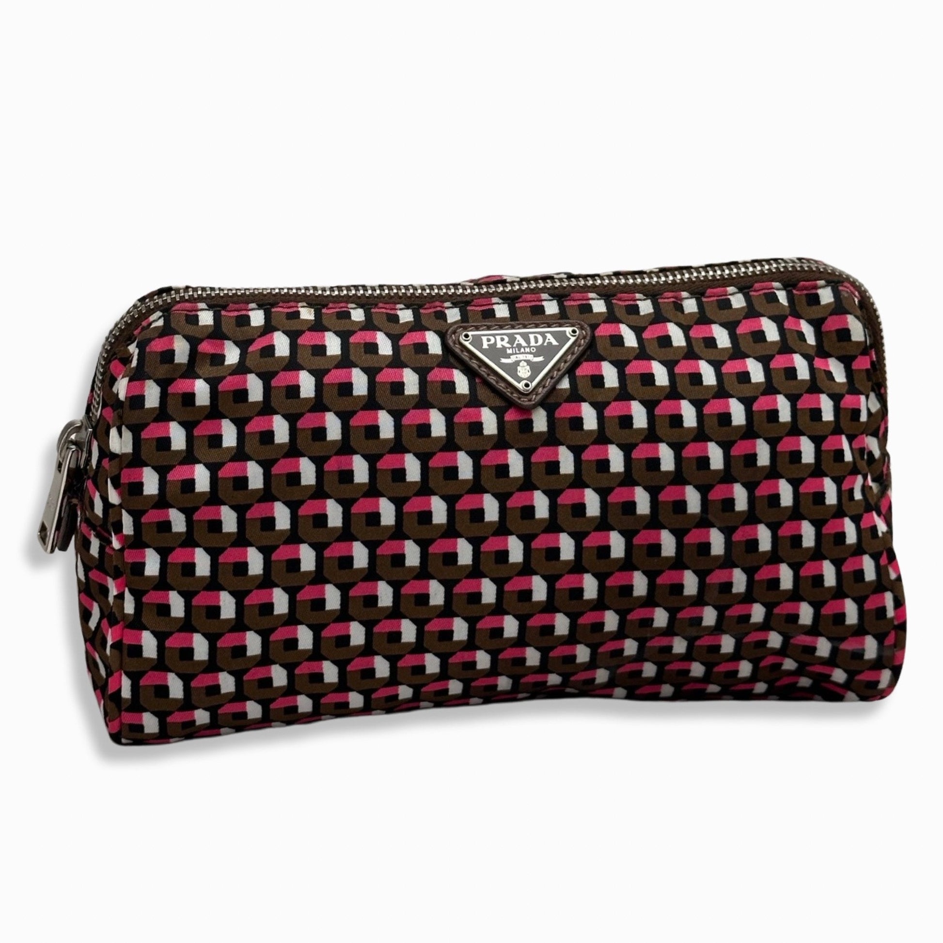 Prada Milano Tessuto Aysmetric Cosmetic Bag Nylon Tote Bag