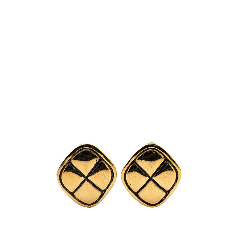 Chanel Gold Plated Matelassé Rhombus Earrings Bag