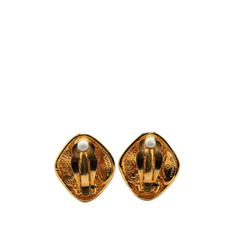 Chanel Gold Plated Matelassé Rhombus Earrings Bag