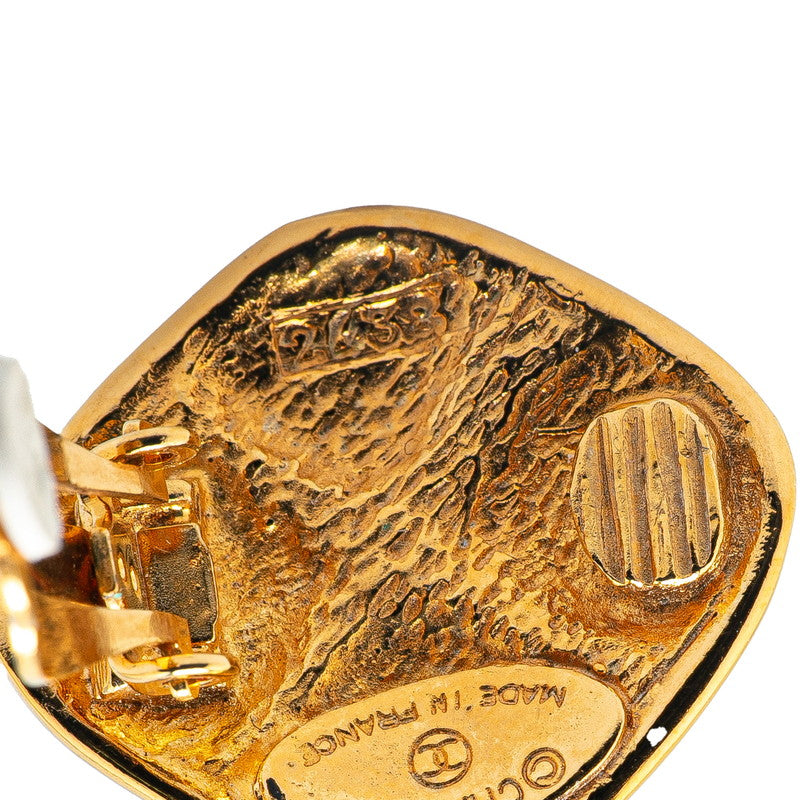Chanel Gold Plated Matelassé Rhombus Earrings Bag
