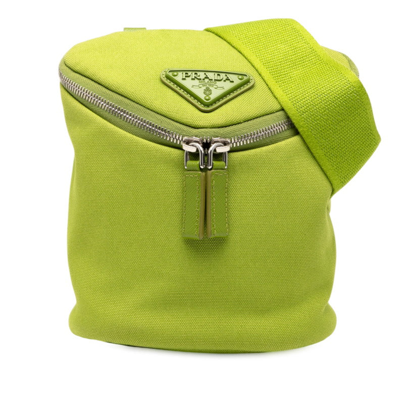 Prada 2Vh147 Shoulder Bag Leather Canvas