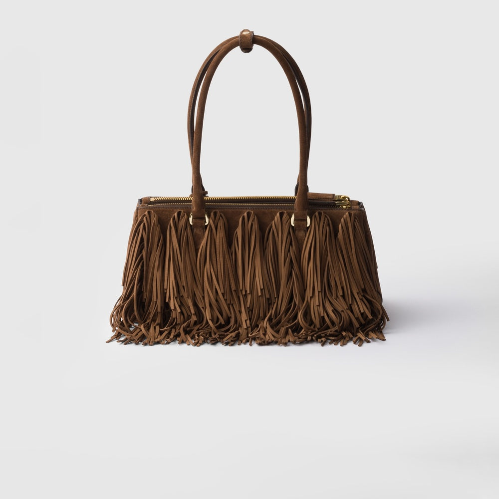 Prada Galleria Bag With Fringe Suede Medium Travel Bag