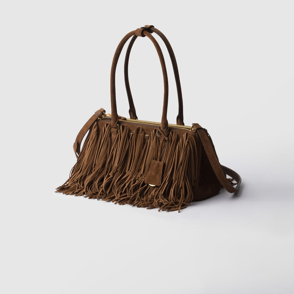 Prada Galleria Bag With Fringe Suede Medium Travel Bag