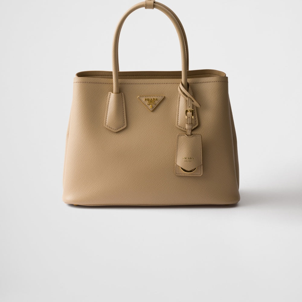 Prada Double Bag Leather Saffiano Medium Travel Bag