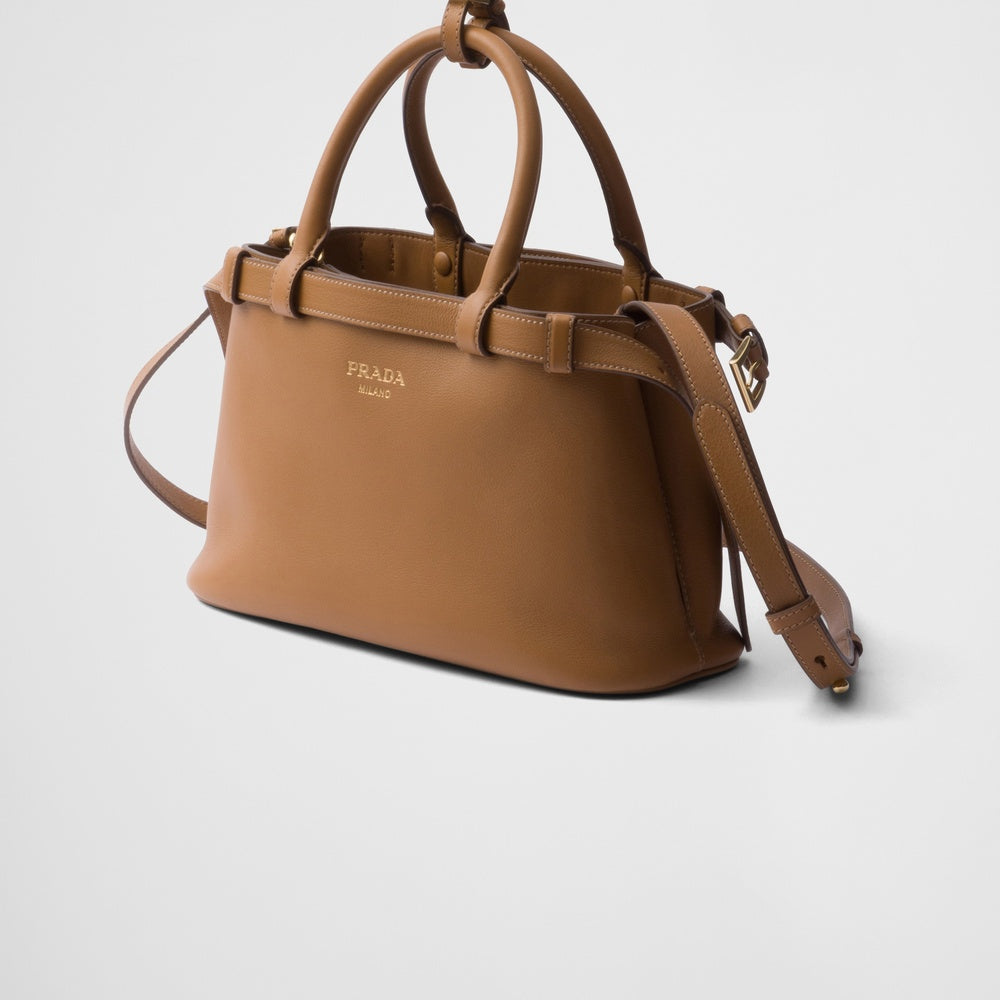 Prada Buckle Handbag With Double Belt Leather Small Pr 2511 0532