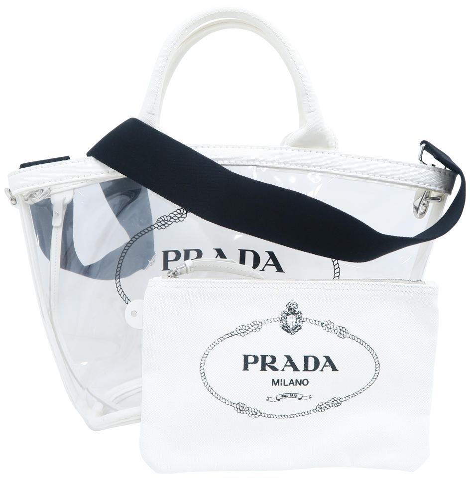 Prada Pvc Tote White Logo Tote Bag