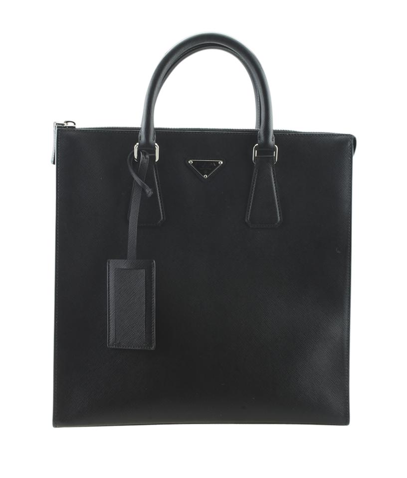 Prada 2Vg079 Tote Leather Saffiano Black Tote Bag