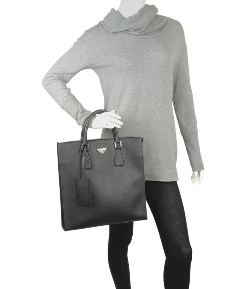 Prada 2Vg079 Tote Leather Saffiano Black Tote Bag