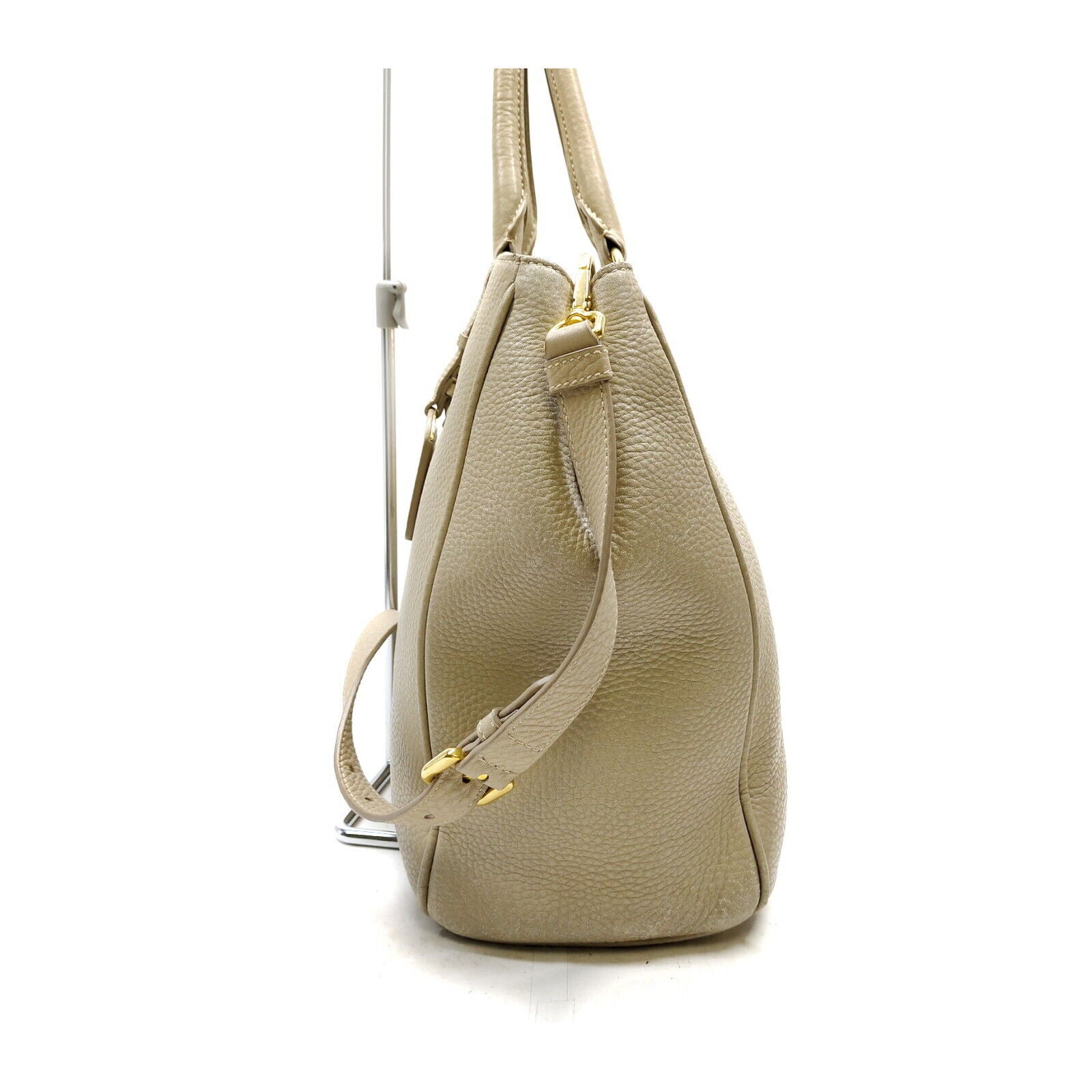 Prada Hand Bag Leather Beige Travel Bag