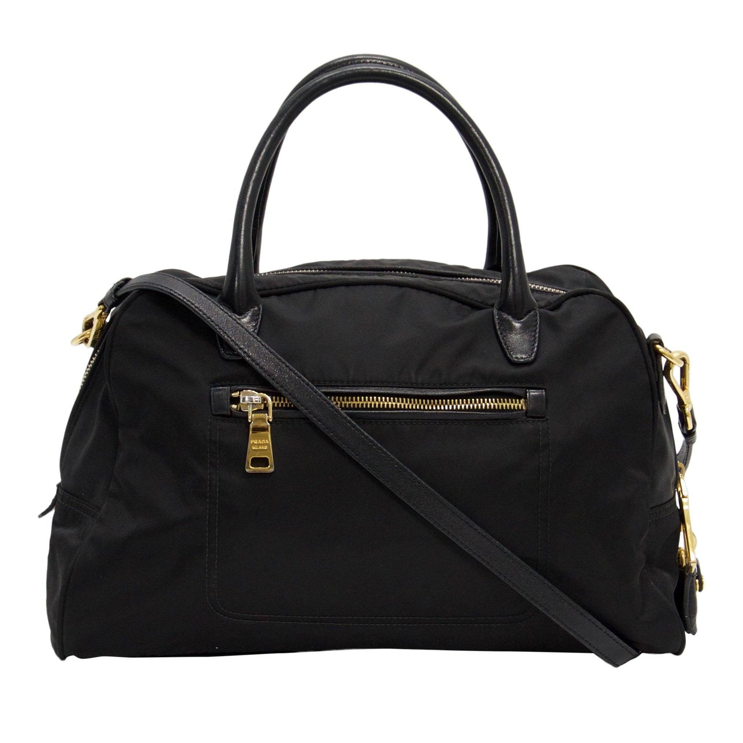 Prada And Trimmed Two Way Handbag Leather Nylon Travel Bag