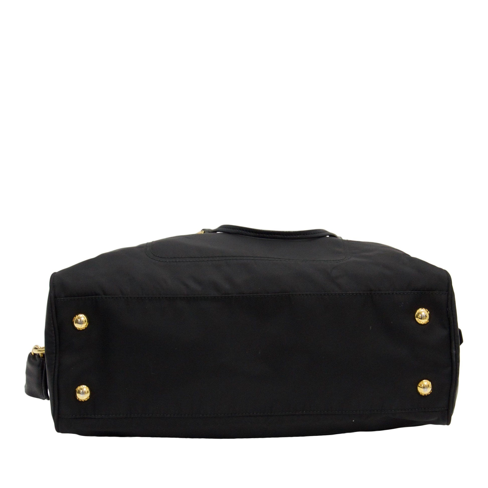 Prada And Trimmed Two Way Handbag Leather Nylon Travel Bag
