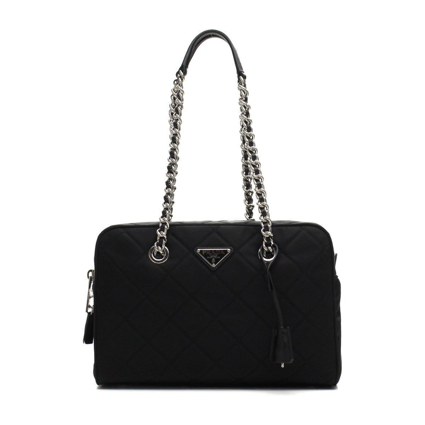 Prada Tessuto Shoulder Handbag Nylon Quilted Black Shoulder Bag
