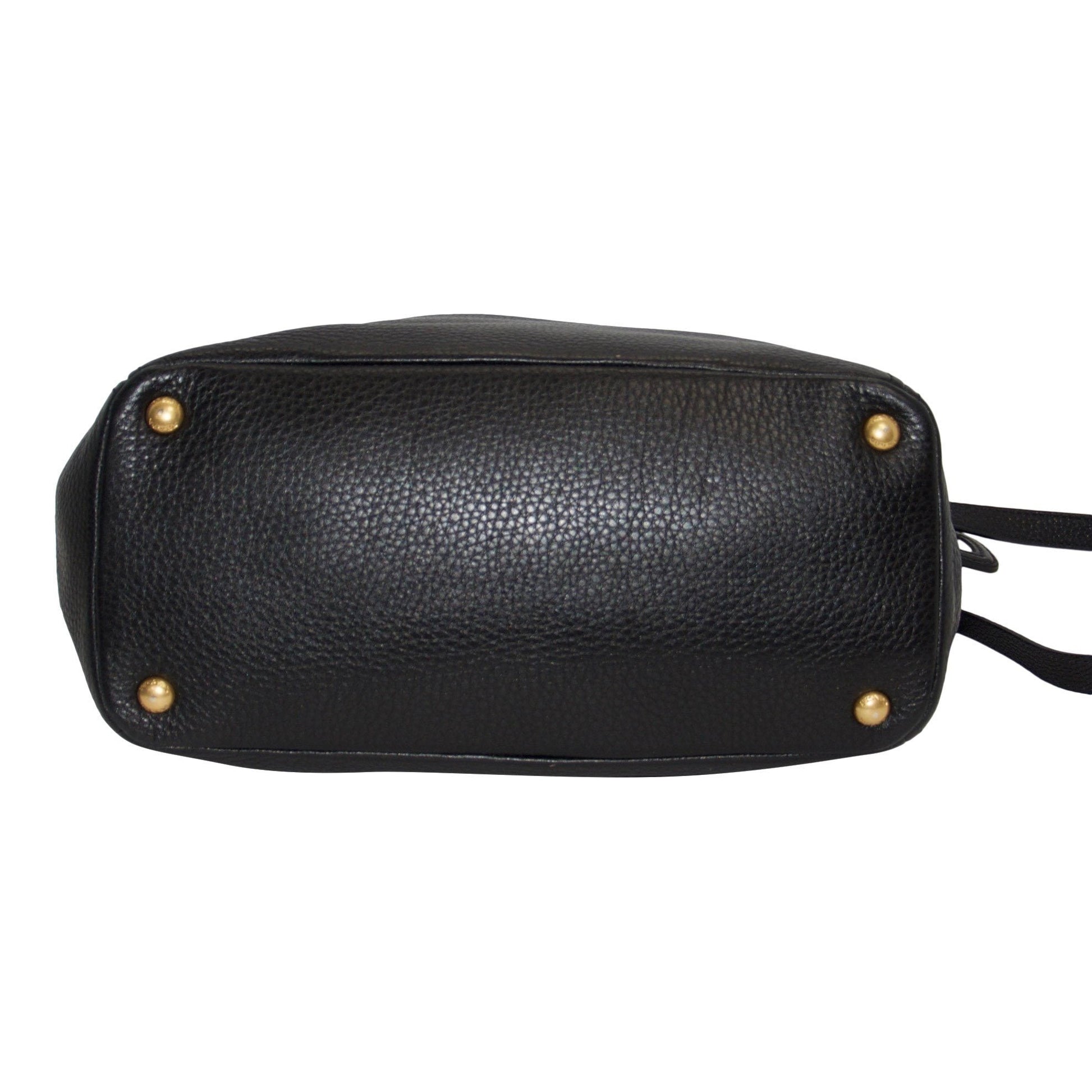 Prada Vitello Daino Side Pocket Hobo Handbag Black Travel Bag