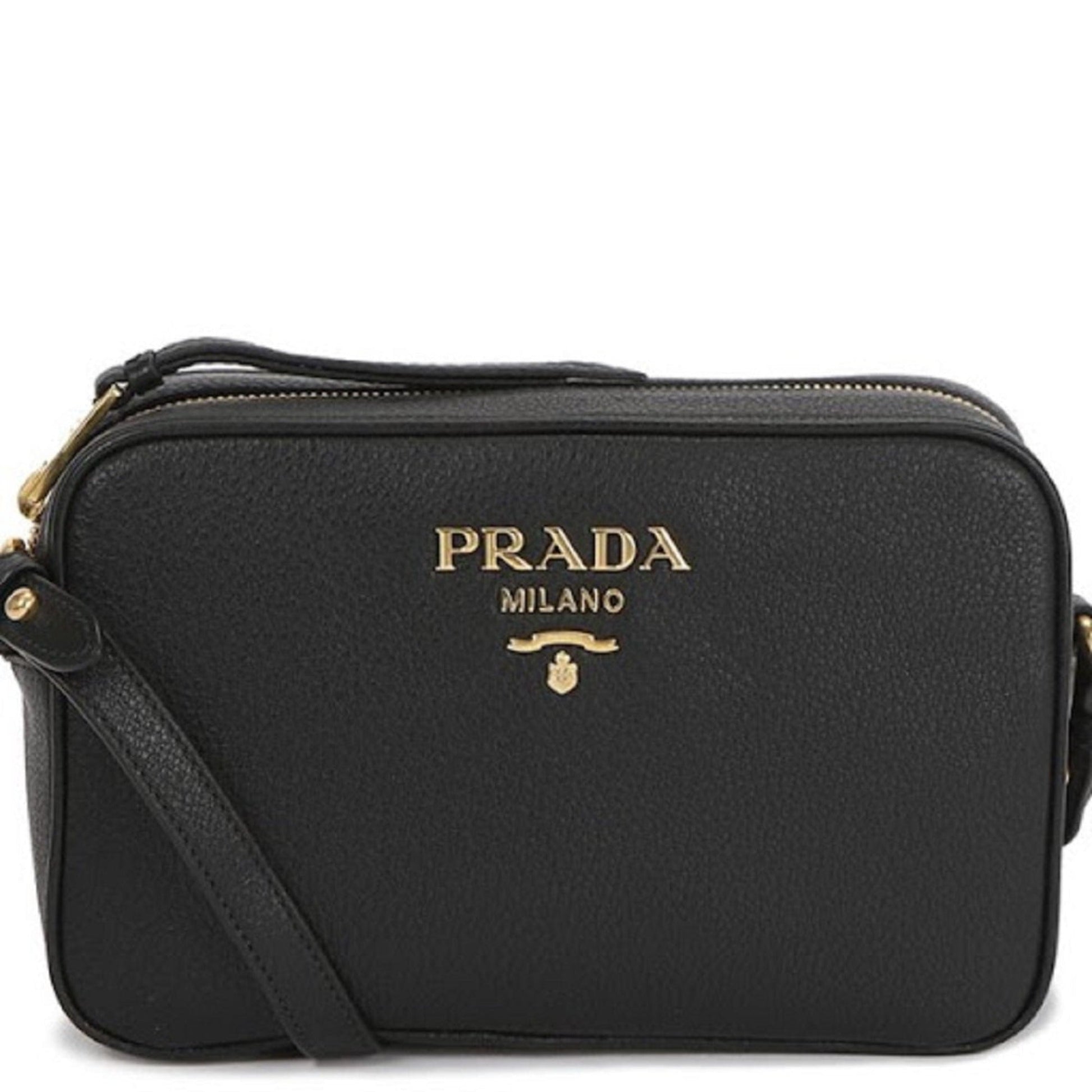 Prada Phenix Camera Crossbody Bag Leather Vitello Black