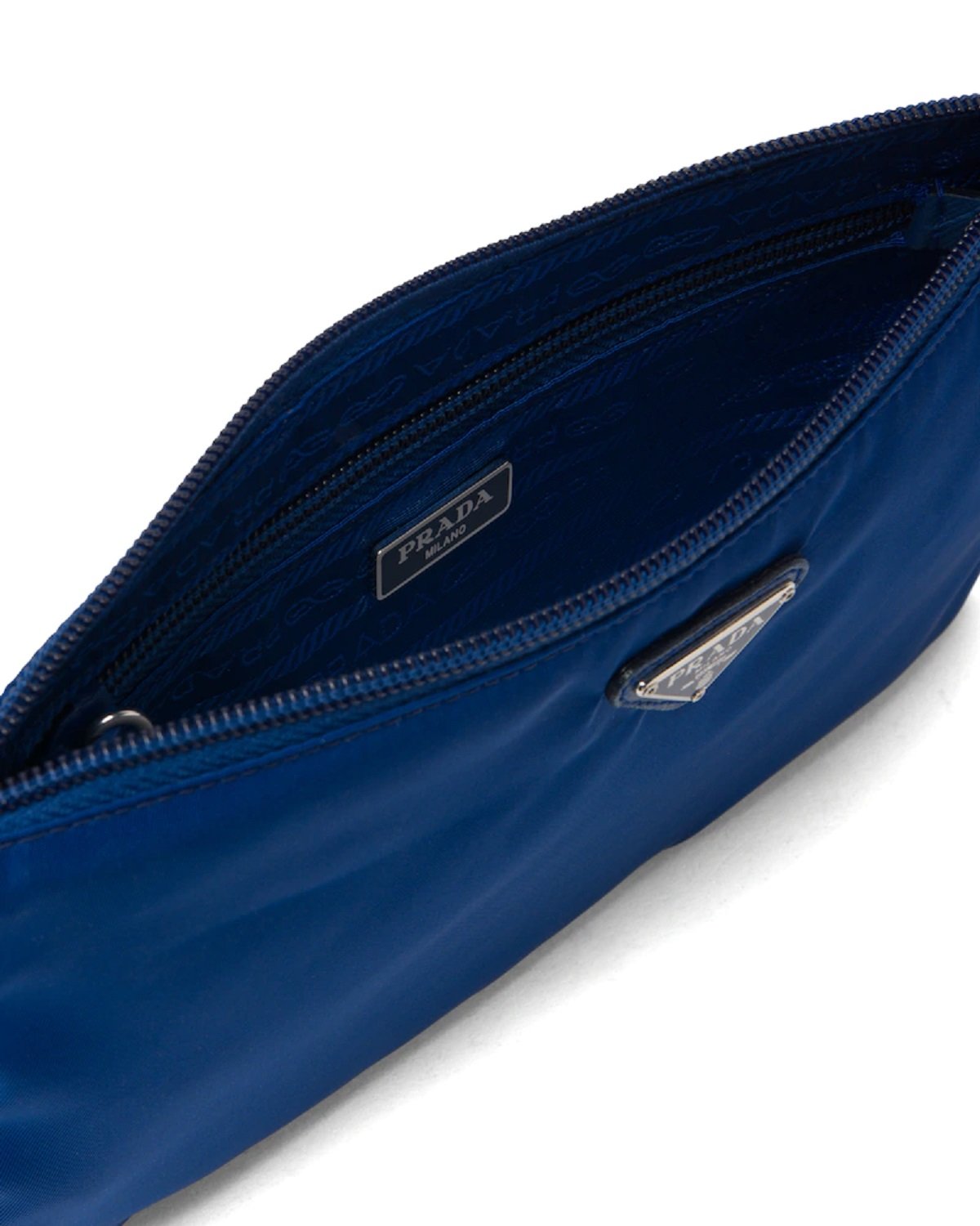 Prada Tessuto Pouch Wristlet Clutch Nylon Blue Silver Clutch Bag