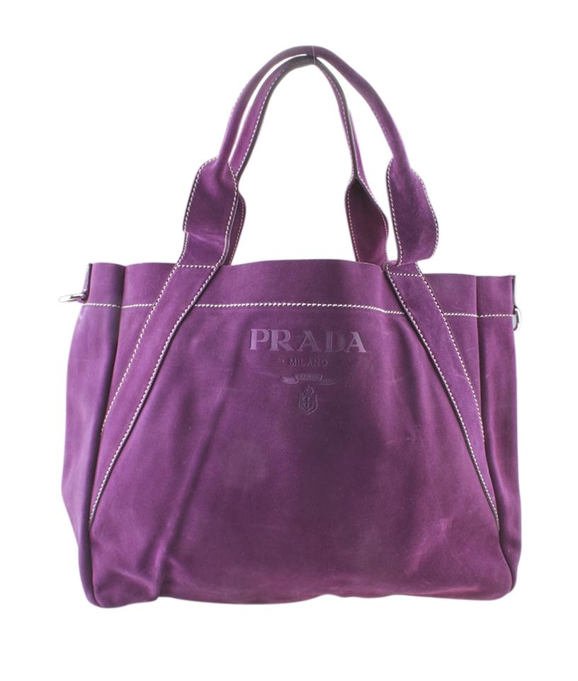 Prada Tote Suede Purple Tote Bag