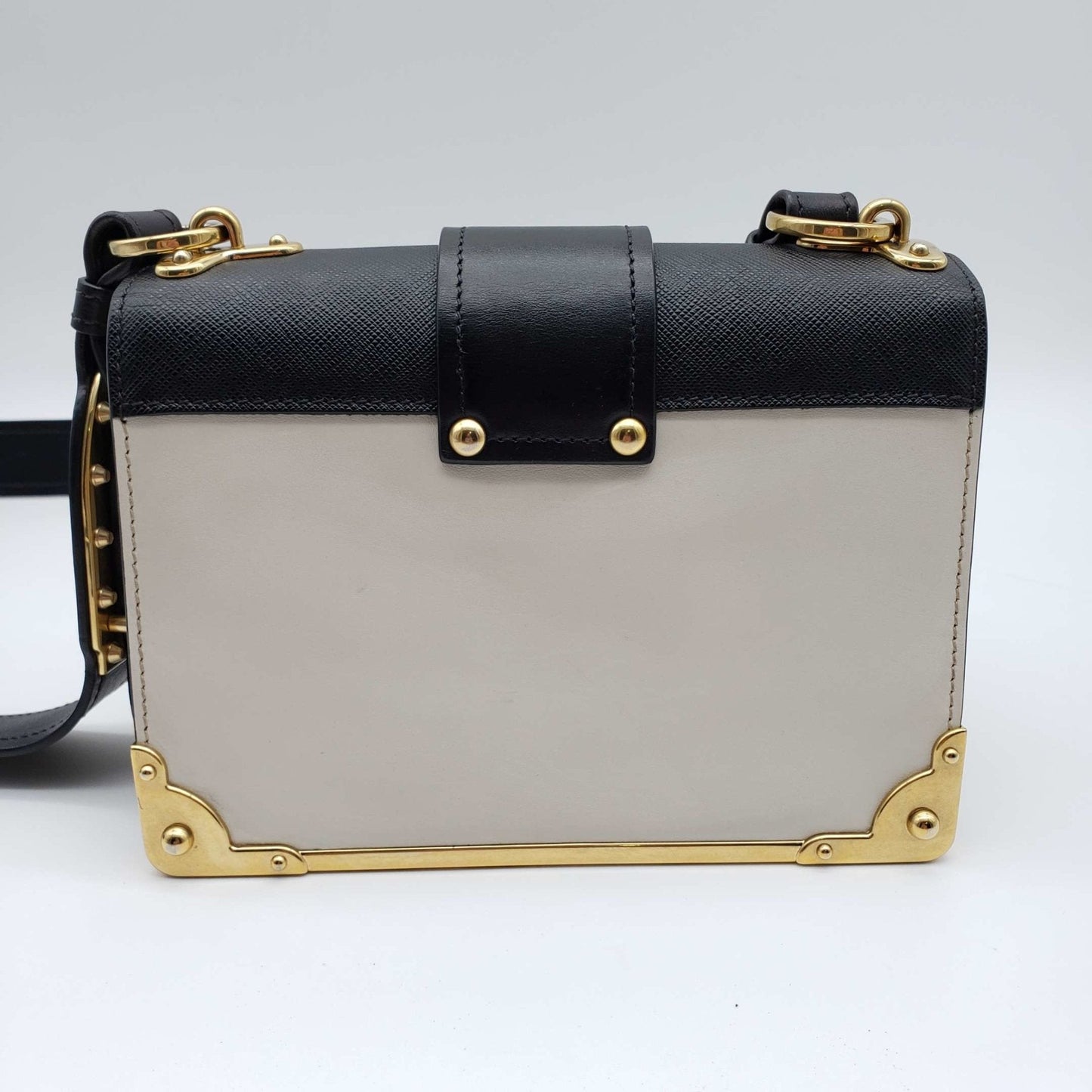 Prada Cahier And Shoulder Bag Leather Black White