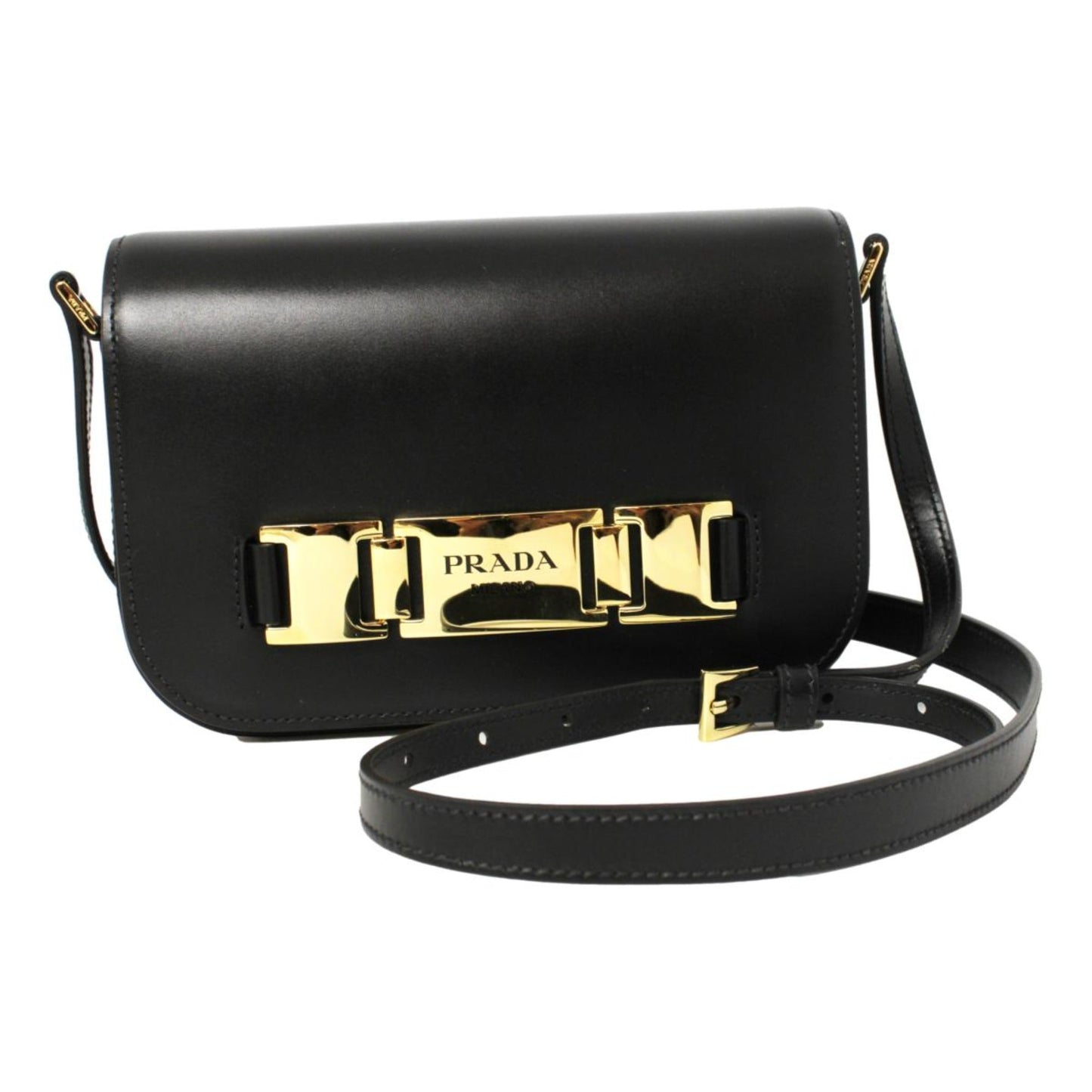 Prada City Calf Crossbody Bag Leather Calf Leather Black