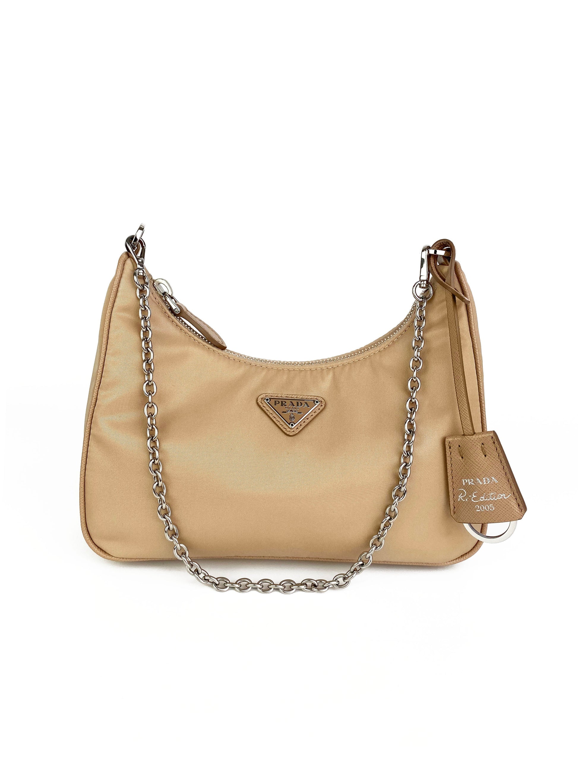 Prada Handbag Desert Re- Bag Nylon Beige