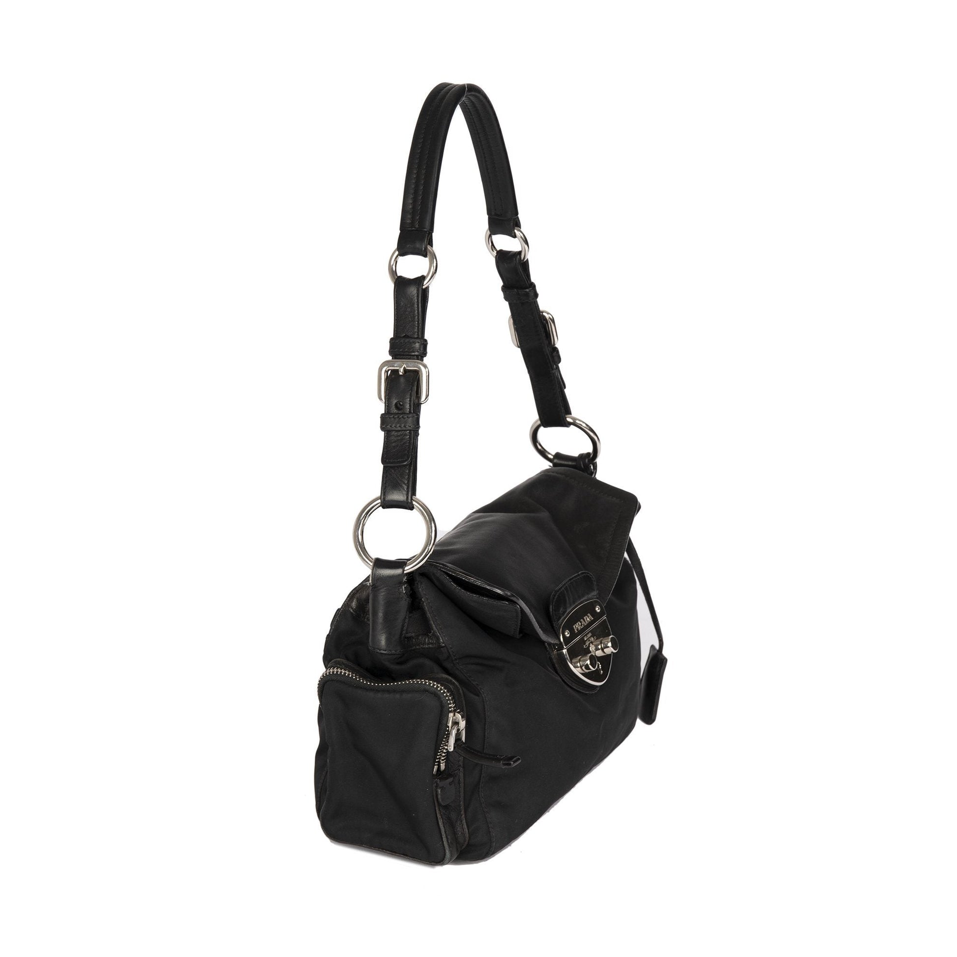 Prada Easy Tessuto Trimmed Bag Leather Travel Bag