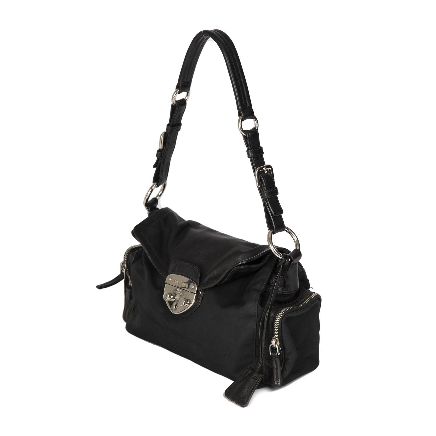 Prada Easy Tessuto Trimmed Bag Leather Travel Bag