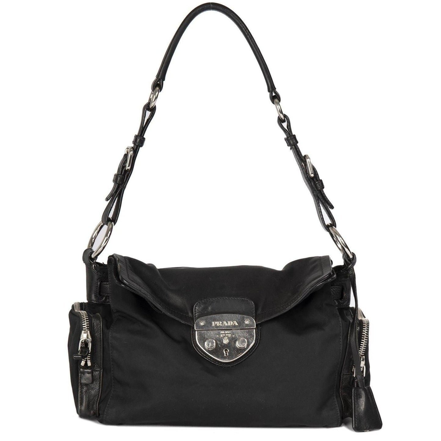 Prada Easy Tessuto Trimmed Bag Leather Travel Bag