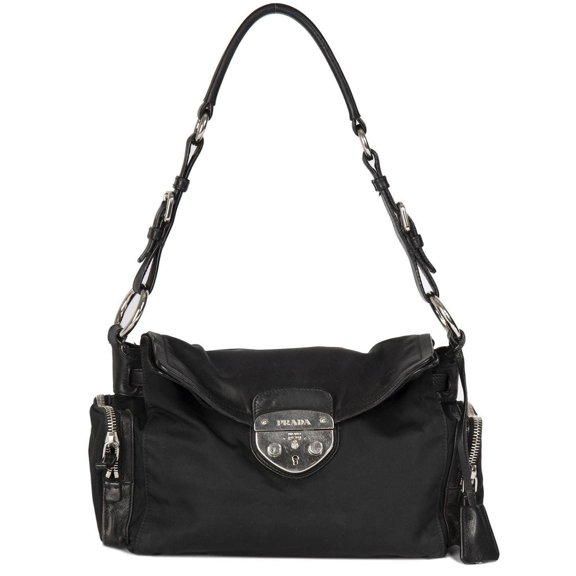 Prada Easy Tessuto Trimmed Bag Leather Travel Bag