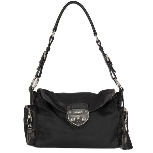 Prada Easy Tessuto Trimmed Bag Leather Travel Bag