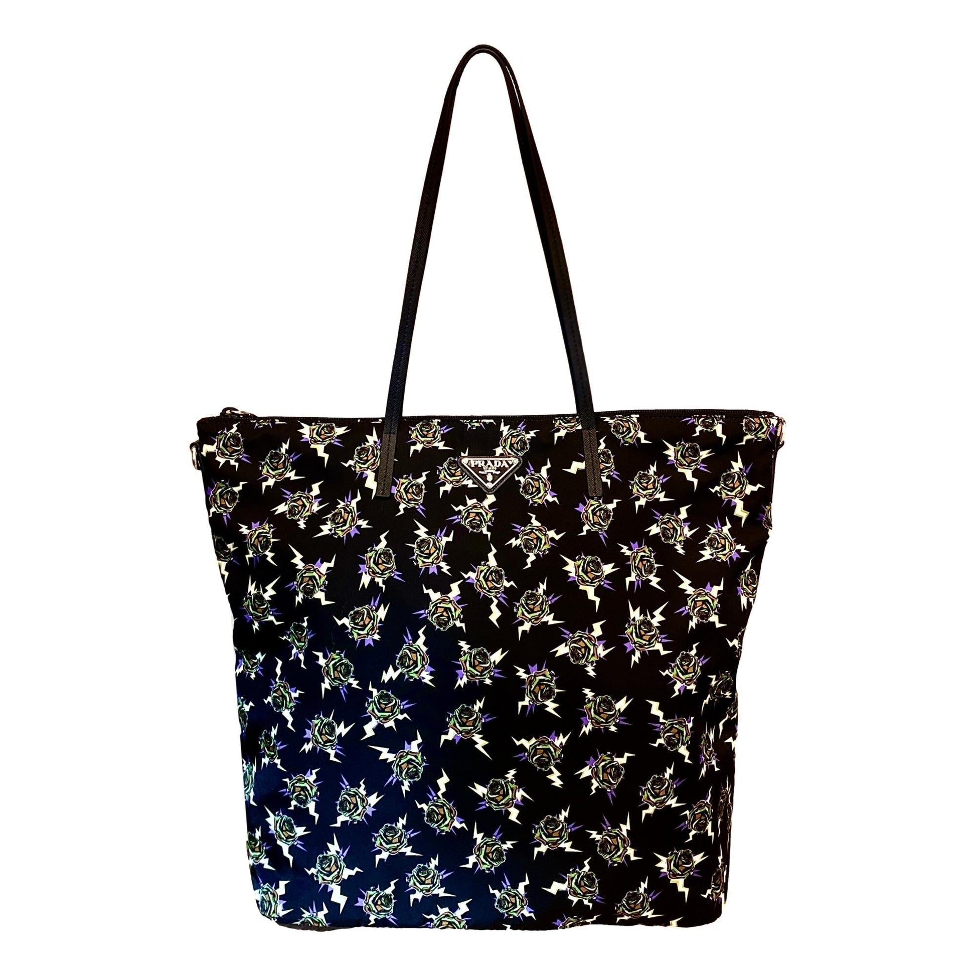 Prada Frankenstein Convertible Shopping Tote Nylon Black Tote Bag
