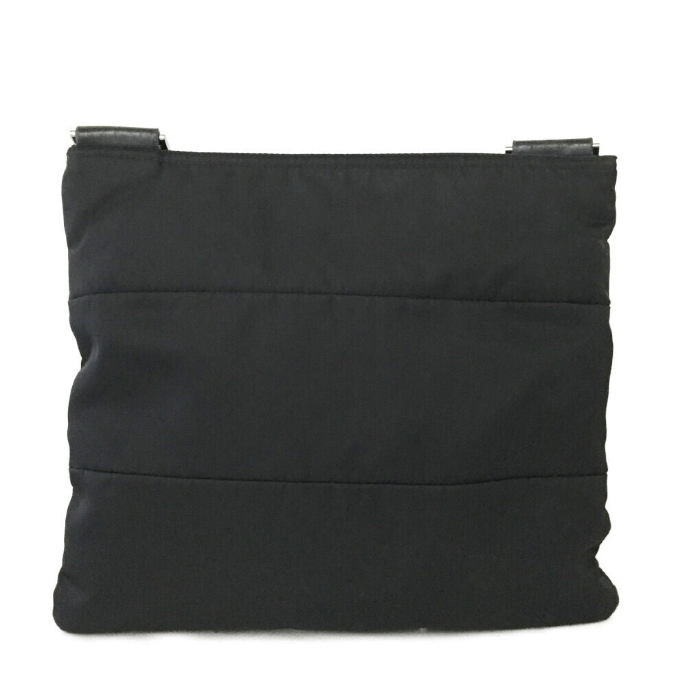 Prada Plate Shoulder Bag Nylon Black Logo