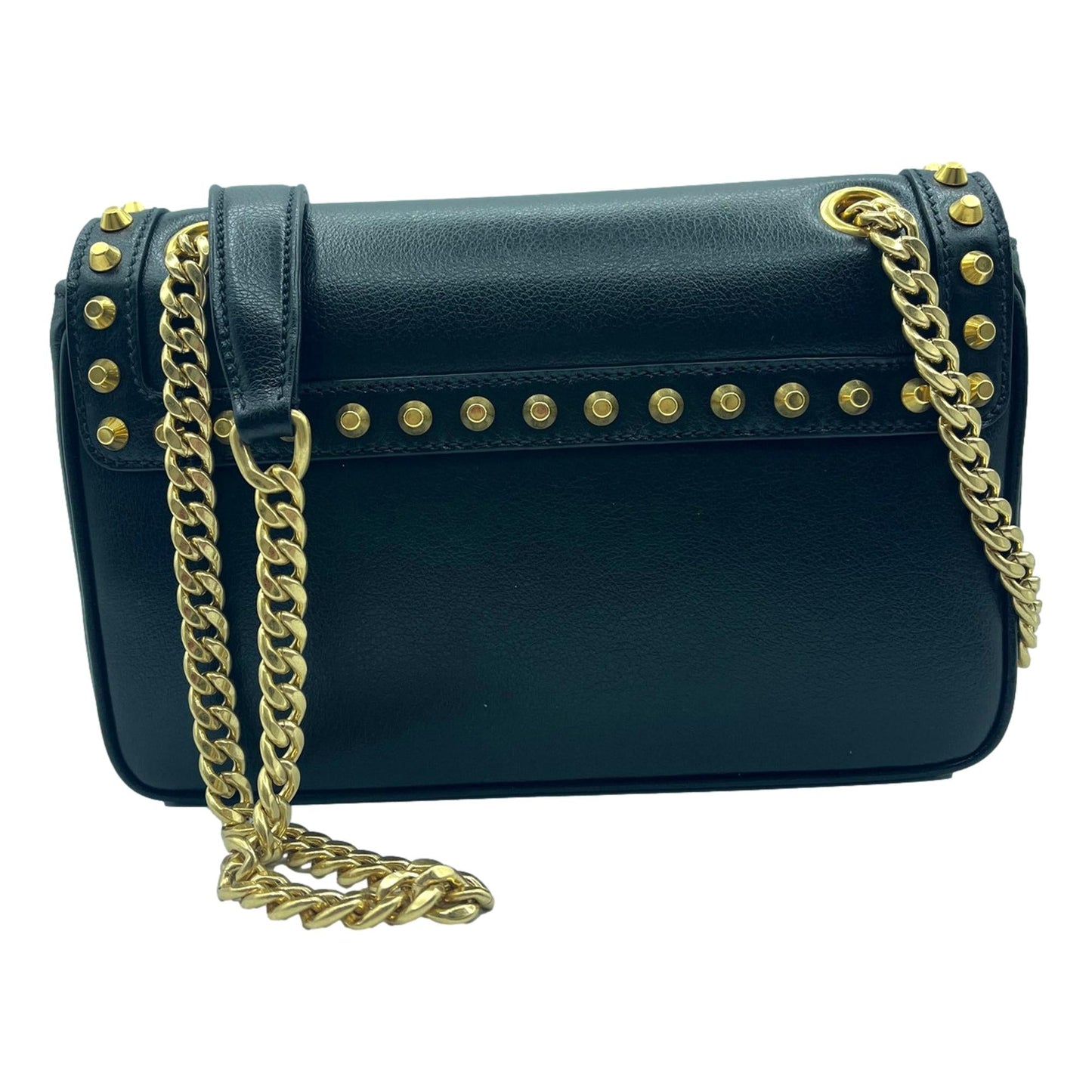 Prada Pattina Calf Studded Crossbody Bag Leather Calf Leather Black