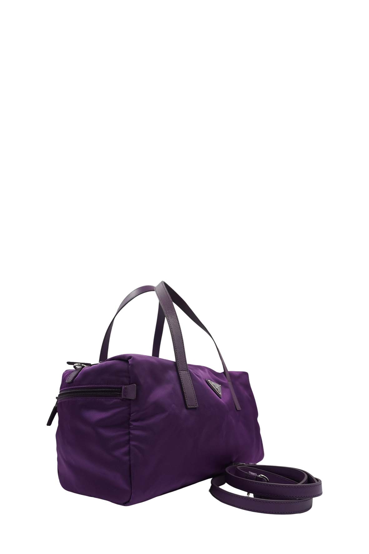 Prada Side Pocket Convertible Duffle Bag Tessuto Dark Purple Travel Bag