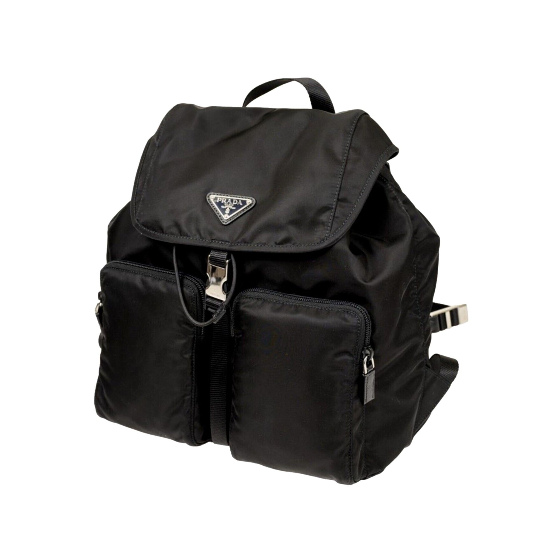 Prada Re Drawstring Rucksack Backpack Nylon Black Medium