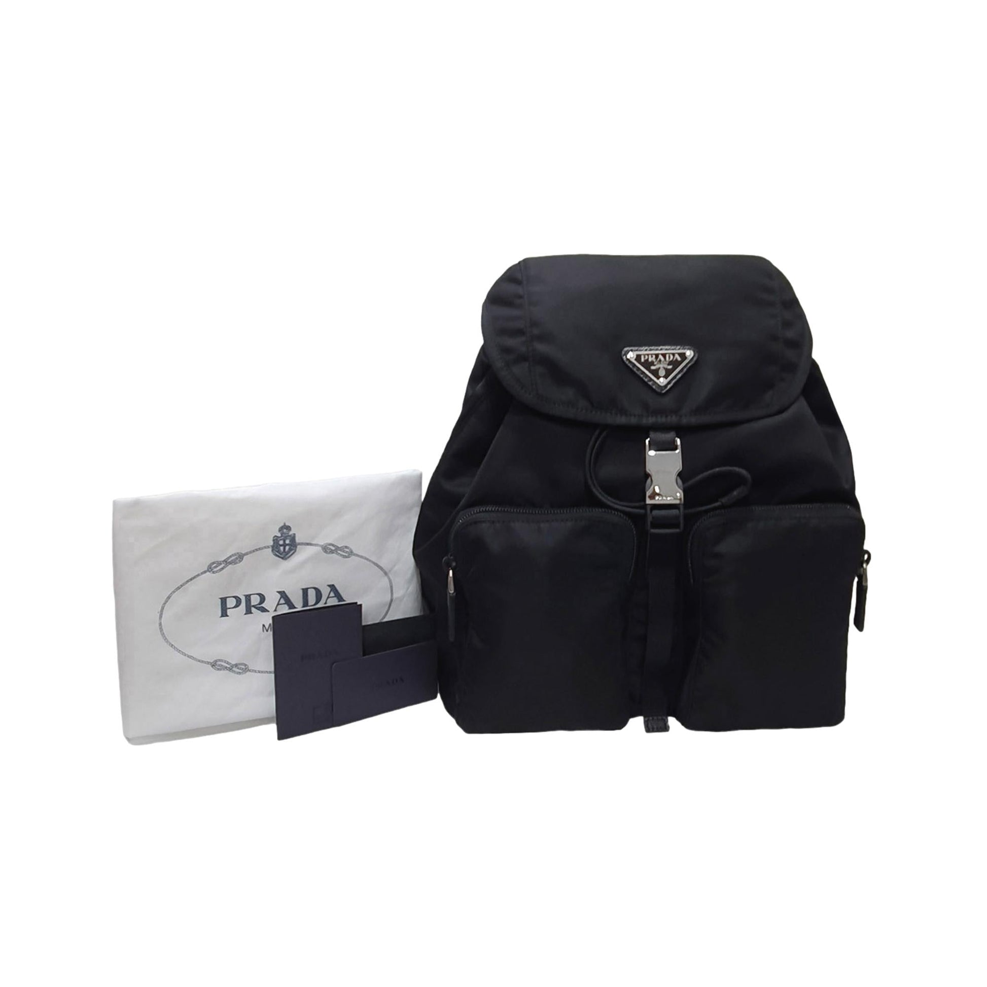 Prada Re Drawstring Rucksack Backpack Nylon Black Small