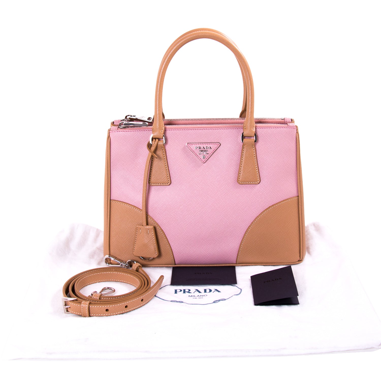 Prada Lux Galleria Double Tote Saffiano Zip Tote Bag