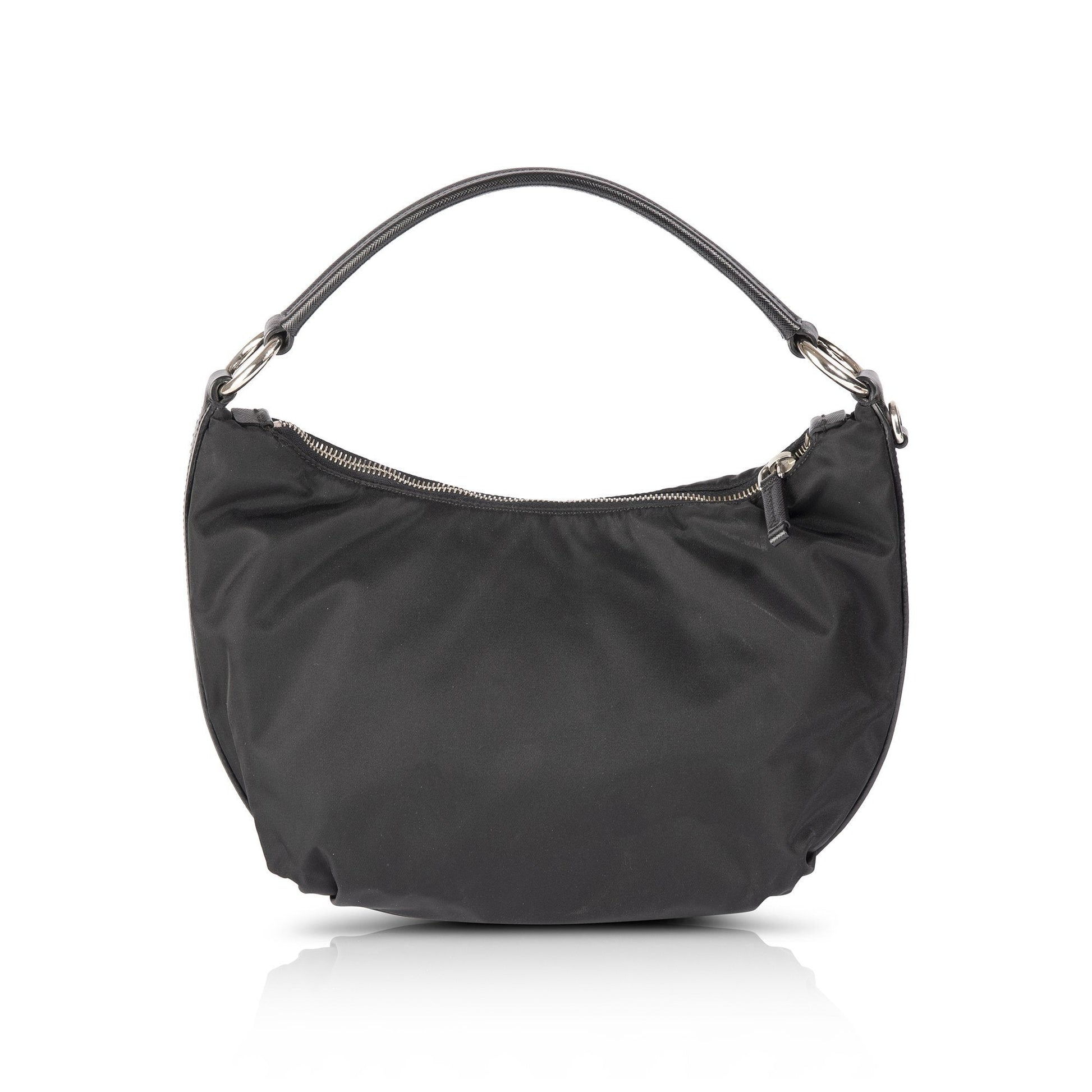 Prada Saffiano Trimmed Tessuto Hobo Handbag Nylon Travel Bag
