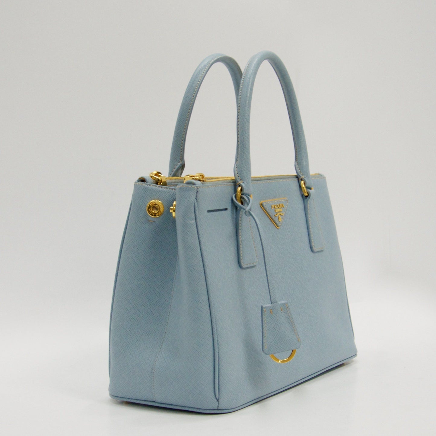 Prada Saffiano Lux Double Zip Tote Handbag Small Tote Bag