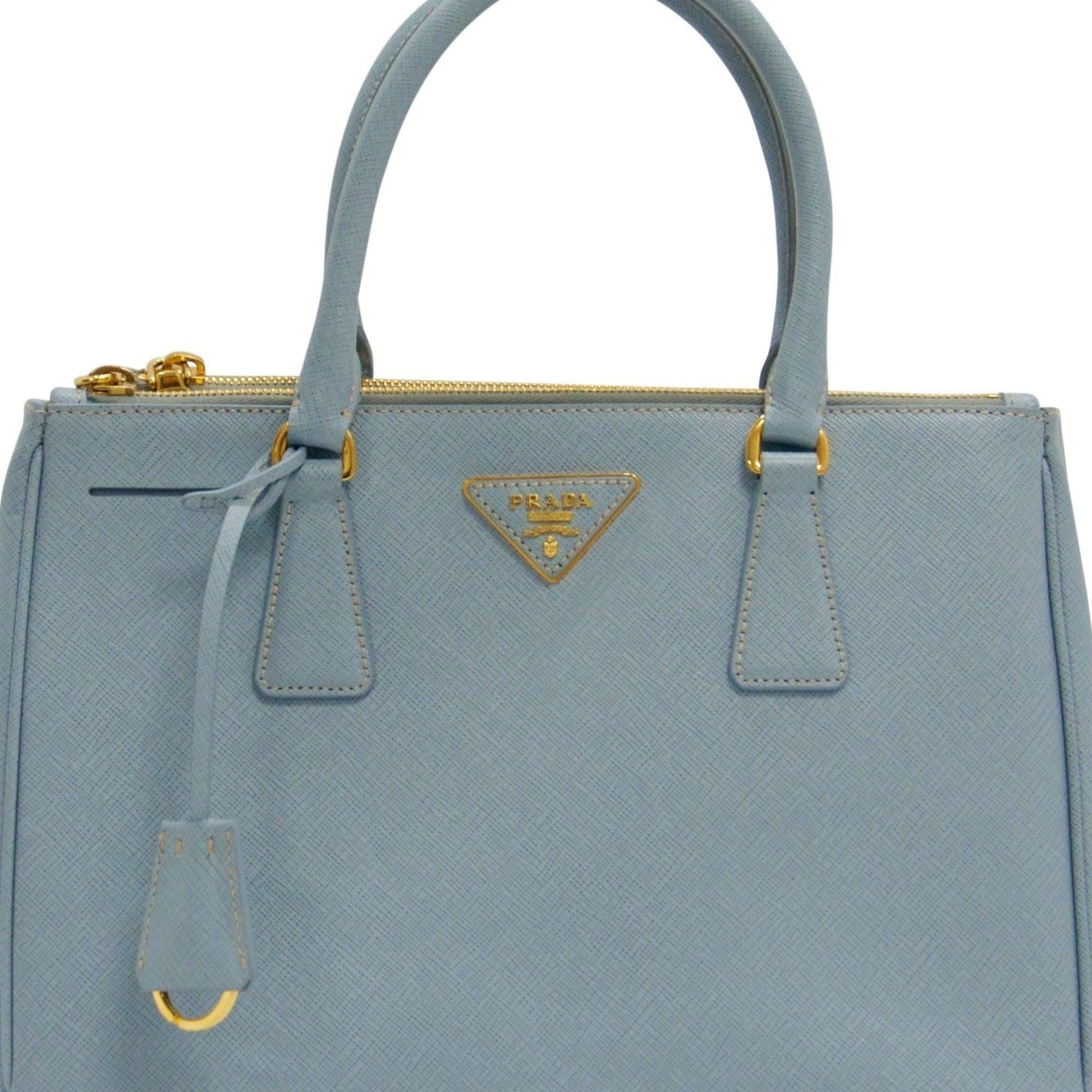 Prada Saffiano Lux Double Zip Tote Handbag Small Tote Bag