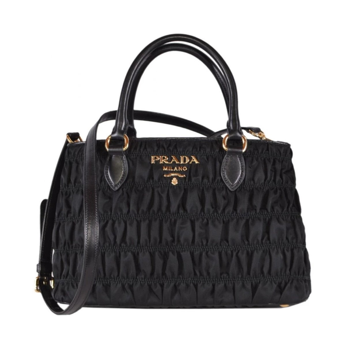 Prada Tessuto Gaufre Satchel Handbag Nylon Black Small Satchel Bag