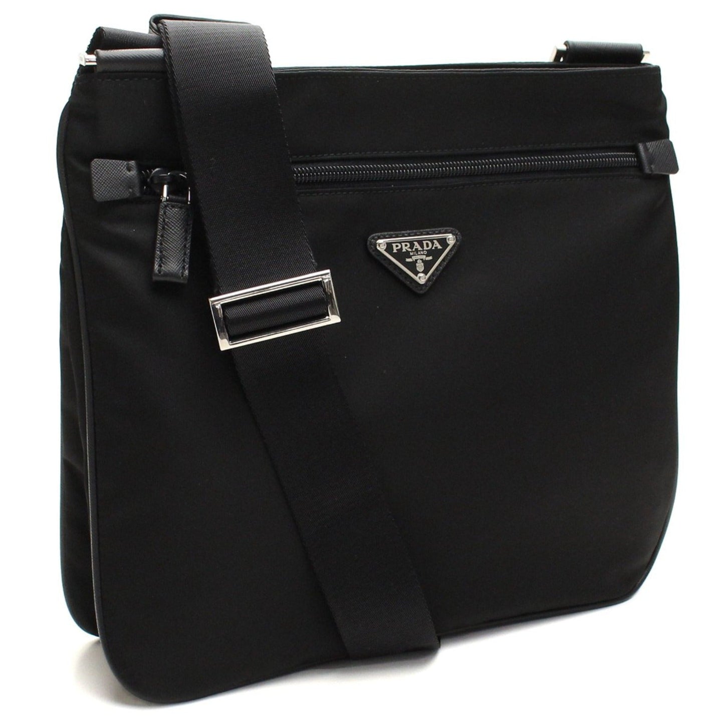 Prada Tessuto Messenger Bag Cross Body Saffiano Black Crossbody Bag