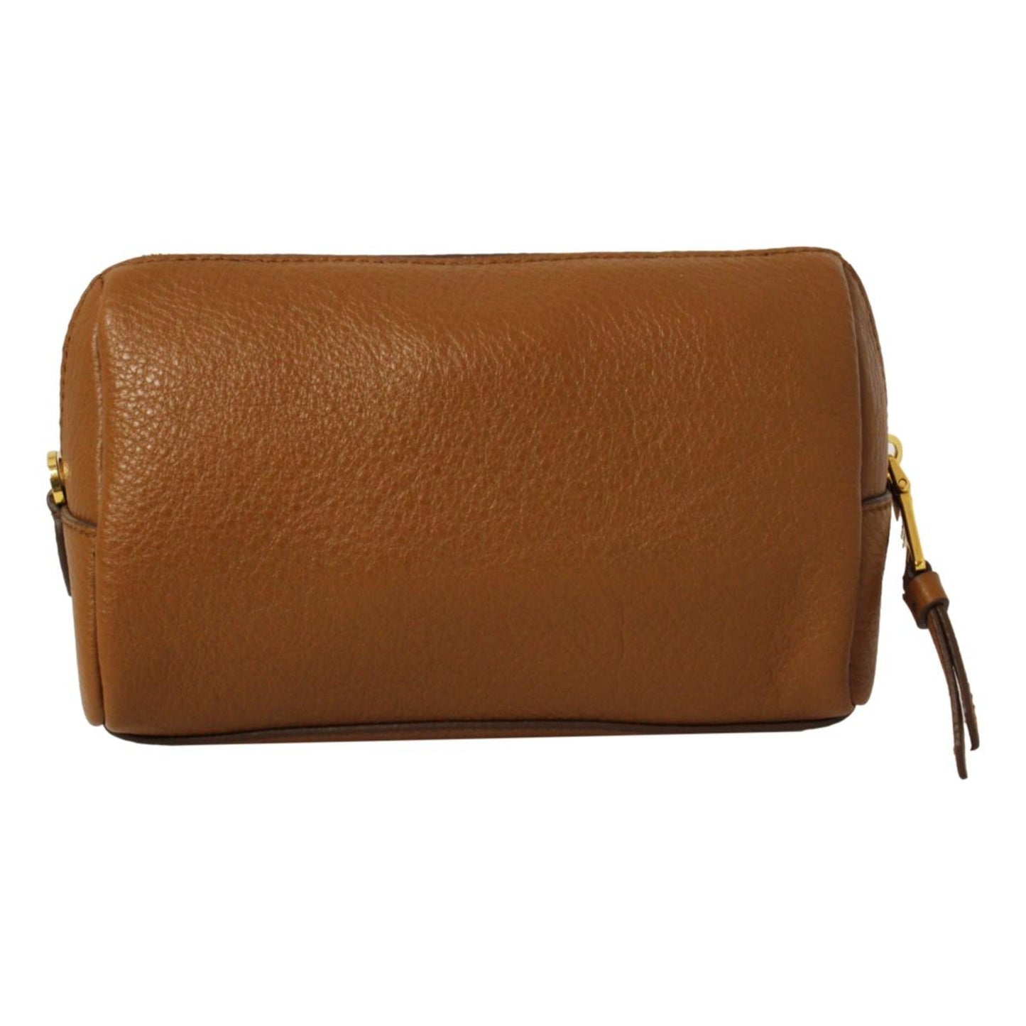 Prada Daino Cannella Cosmetic Pouch Clutch Bag Leather Vitello Brown