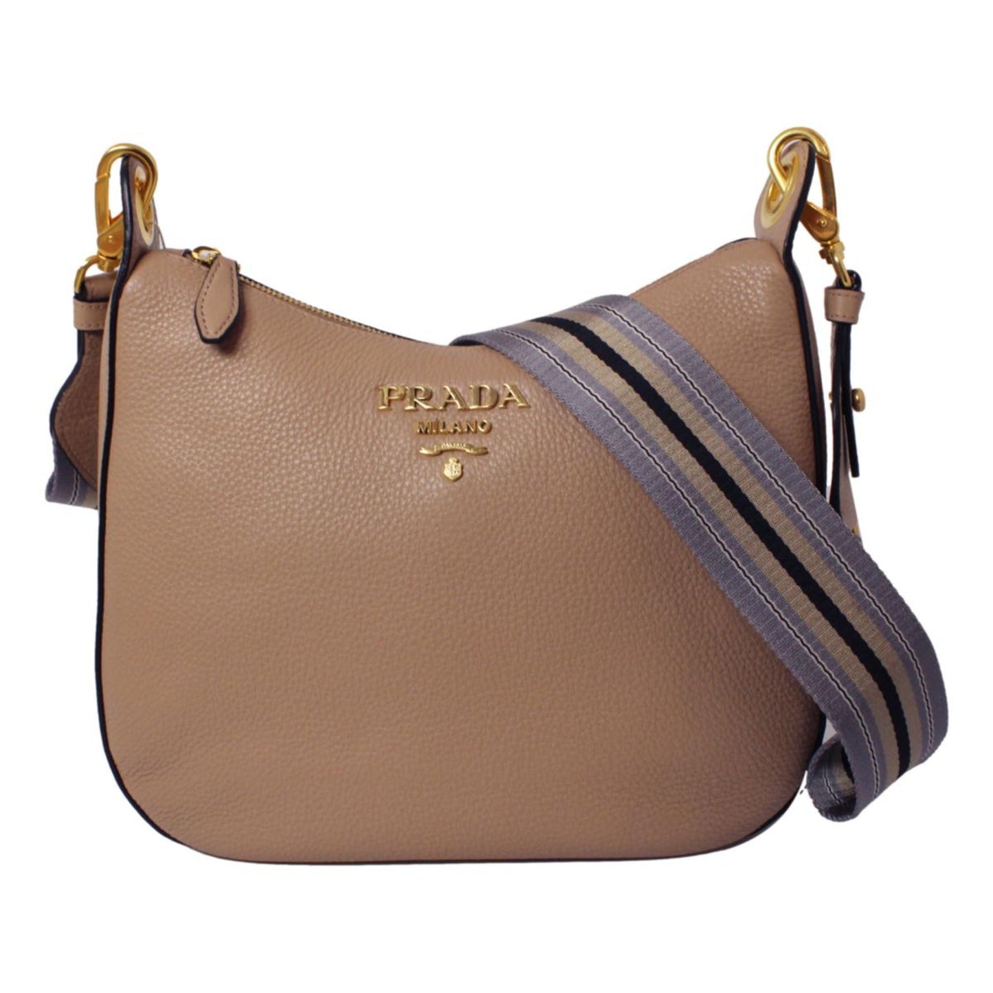 Prada Daino Bag Web Stripe Strap Leather Nylon Vitello Shoulder Bag