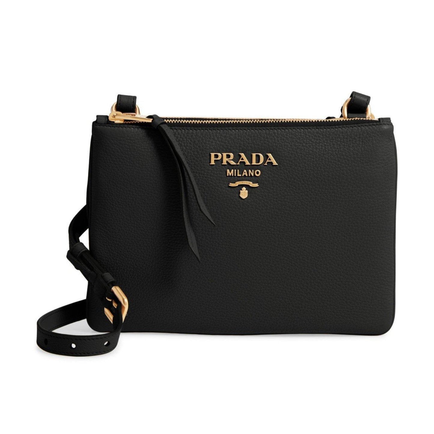 Prada Phenix Hardware Cross Body Luxury Handbag Leather Vitello Black Crossbody Bag