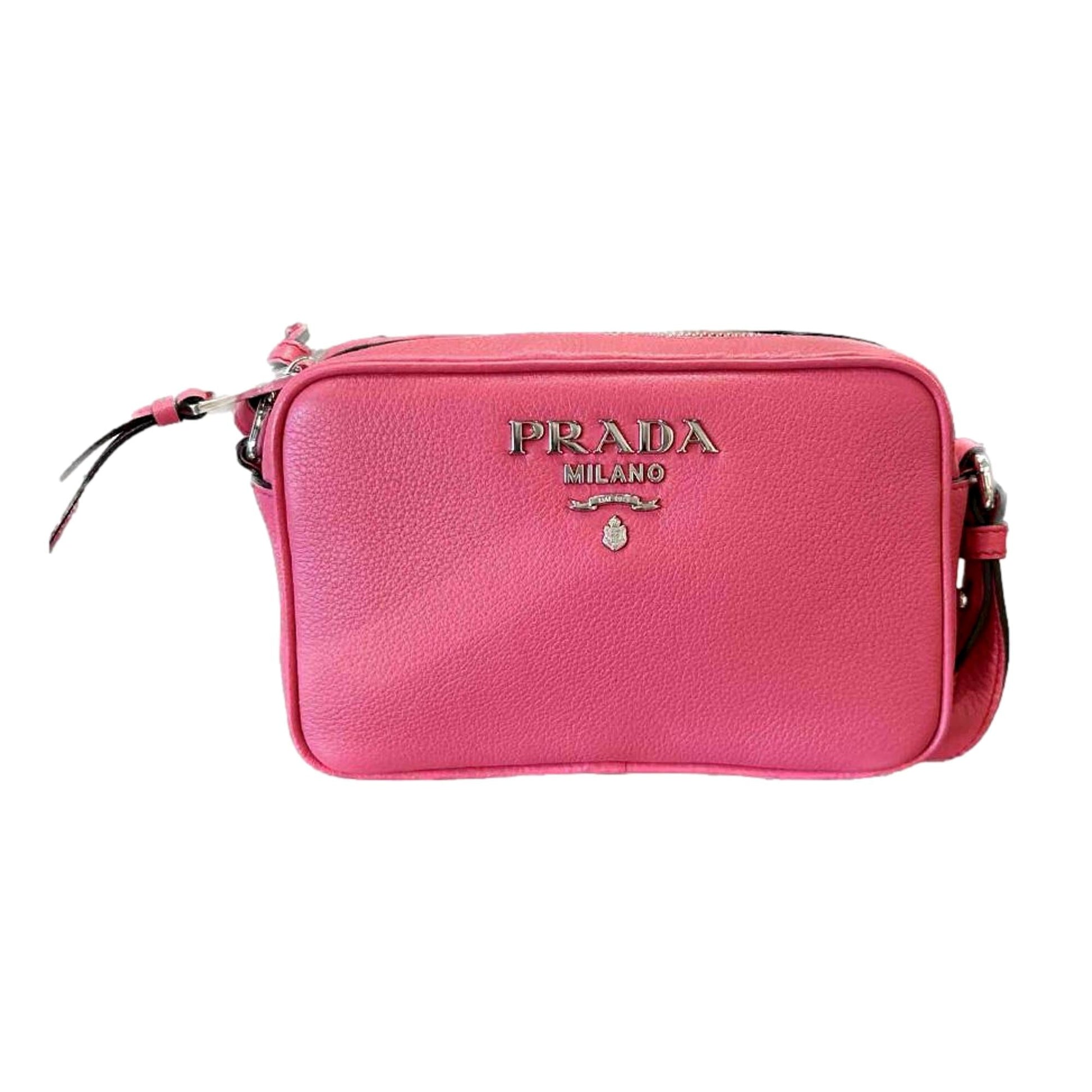 Prada Phenix Logo Camera Crossbody Bag Leather Vitello Pink